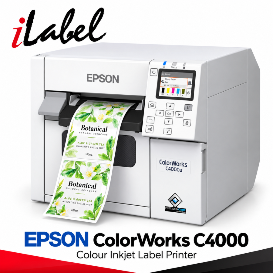 Epson ColorWorks C4000, Matt Black Ink, cutter, ZPLII, USB, Ethernet, colour label printer, ink-jet (multicoloured)